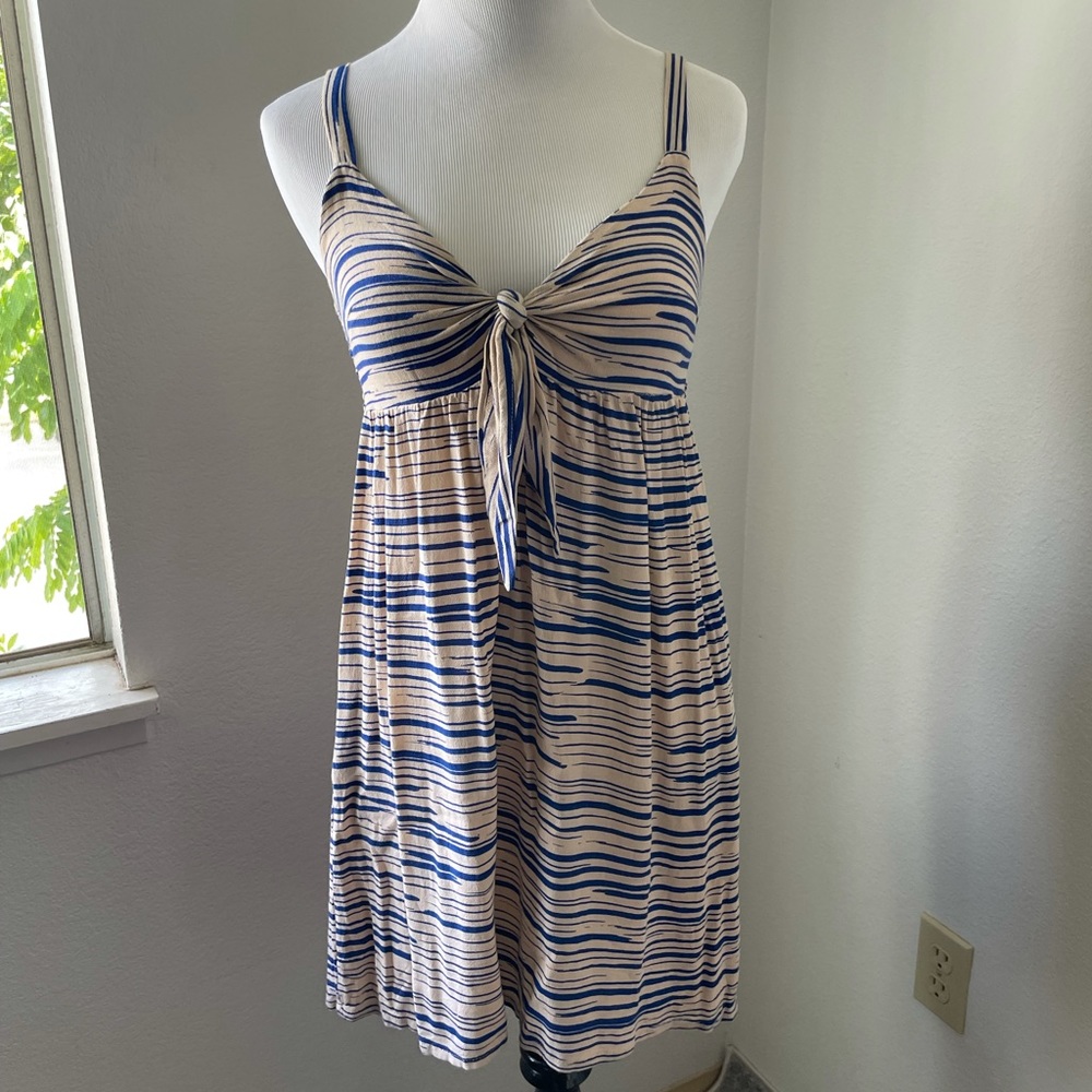 Fighting Eel Ava Sky Tie front dress XS Blue/Tan